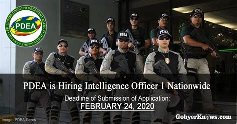 APPLY NOW! PDEA is Hiring Intelligence Officer 1 for .